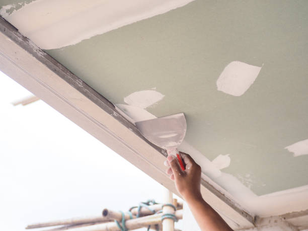 istock The ceiling worker is plastering the ceiling joints with high quality white gypsum plaster to keep the joints together. 1435208727