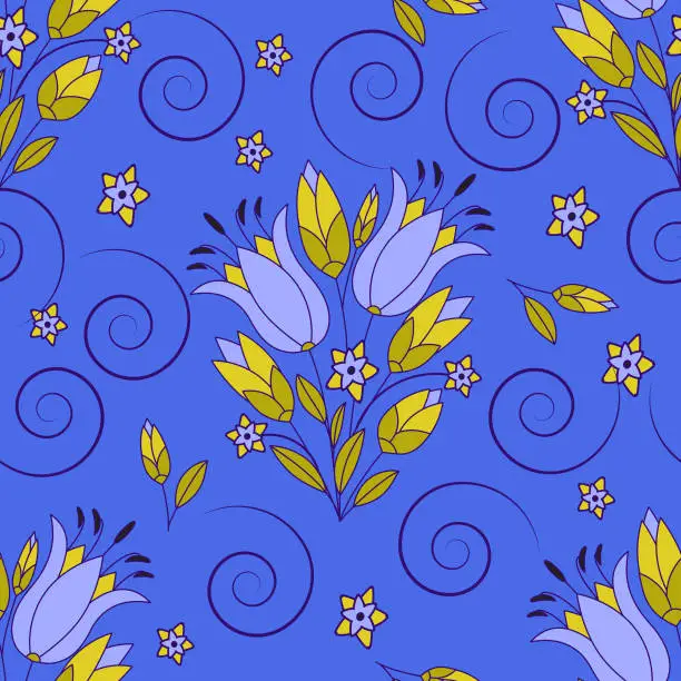 Vector illustration of Seamless pattern with flowers.