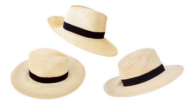 istock Straw hat for travel, beach, sun protection, isolated on white background. 1435211285
