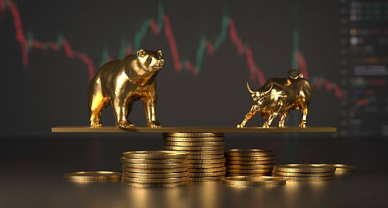 Bear market bull market, Financial and business, stocks, cryptocurrency, defi, decentralized finance