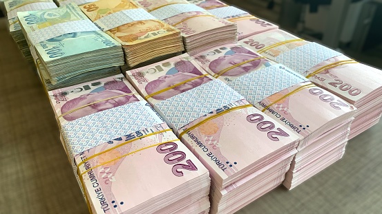 White background turkish money (turk lirasi)