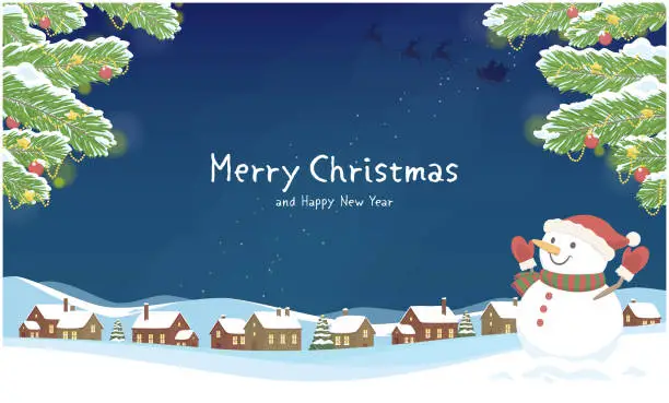 Vector illustration of Merry christmas and happy new year background with copy space.