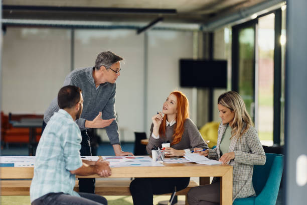 istock Business team talking on a meeting in casual office. 1435222571