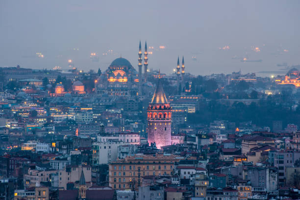 istock ISTANBUL, TURKEY. Panoramic Istanbul sunset view. 1435222831