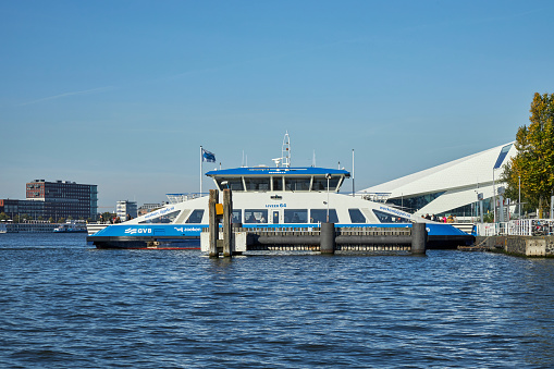 Public transportation ferry boat at Amsterdam-Noord, The Netherlands.