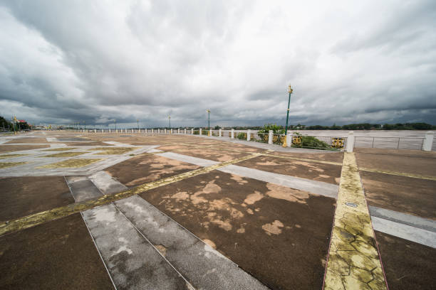 Nong Khai, a city in north-east Thailand situated directly on the mekong river on a cloudy day in the rainy season.