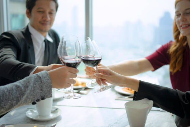 istock Coworker are celebrating while dinning at hotel. 1435228571