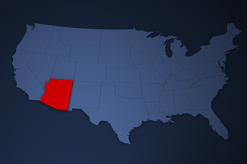 USA map series with Arizona, blue color