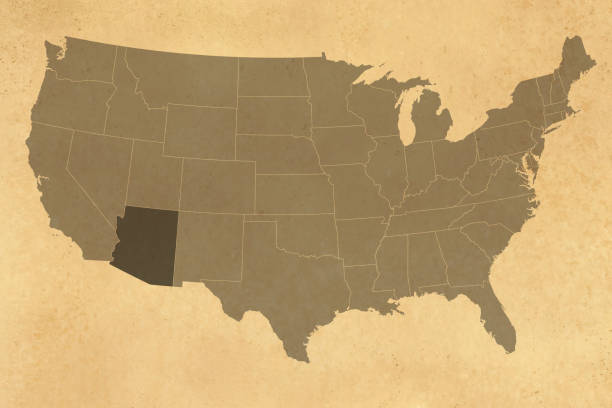 istock USA map series with Arizona, old paper, borders 1435232402