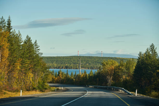 istock Highway through the autumn forest. Autumn forest highway 1435233650