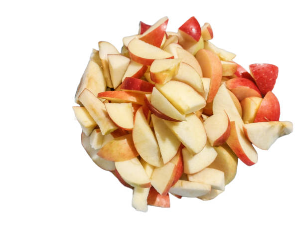 istock Apple pieces isolated on white background. Fresh apple 1435235574