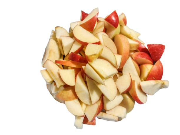 istock Apple pieces isolated on white background. Fresh apple 1435235593