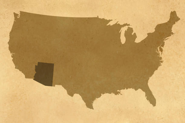 istock USA map series with Arizona, old paper 1435237277