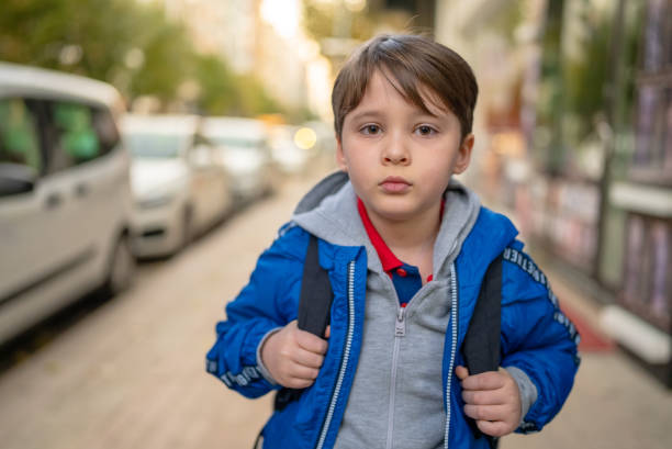Portrait of a school kid, going to school