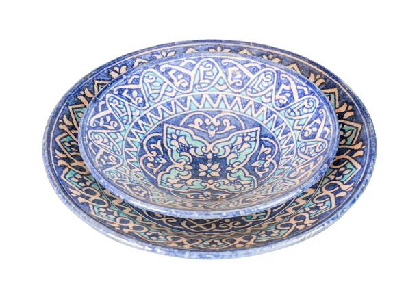istock Vintage oriental ceramic plate isolated on a white background 1435238255