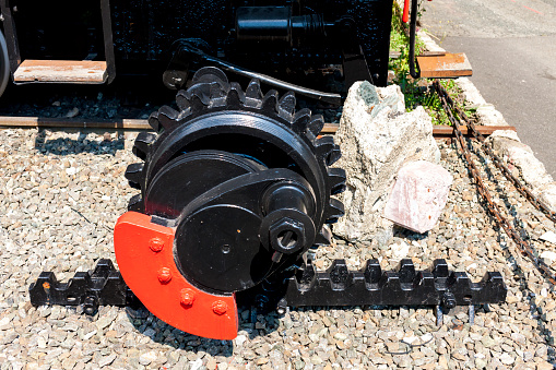 detail of cogged railway mechanism, Vordernberg, Styria, Austria