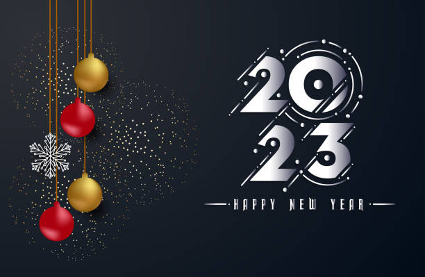istock Happy New Year 2023 Greeting Card Holiday Vector Illustration. 1435244376