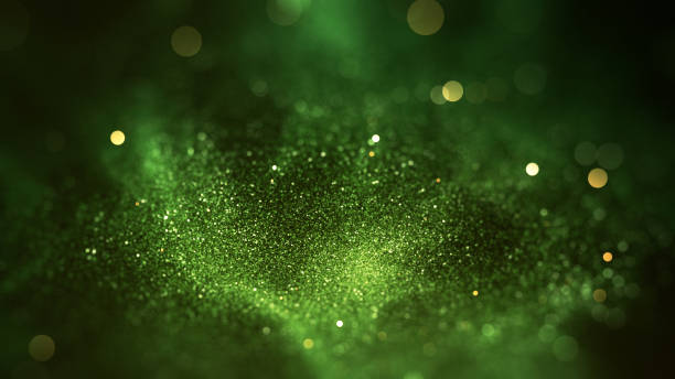 Abstract Green Glitter Background - Bokeh, Shallow Depth Of Field, Selective Focus stock photo