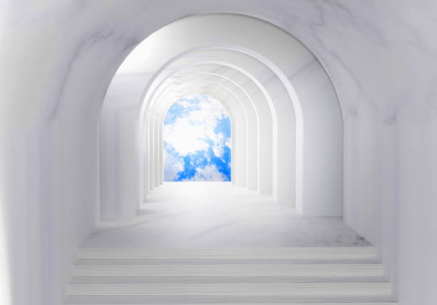 3d rendering of an old and deep brick tunnel