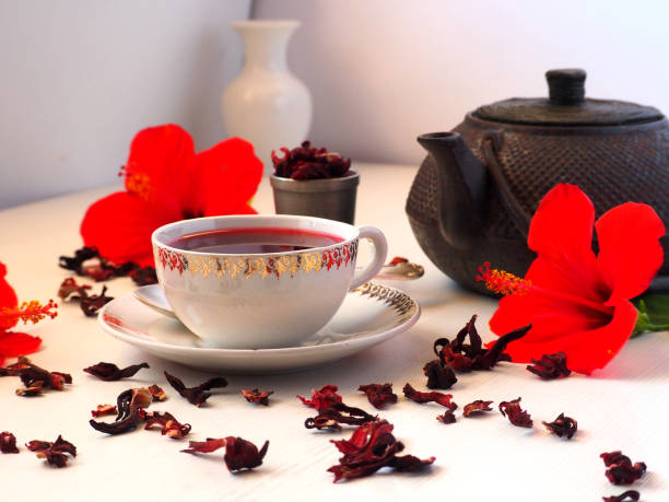istock Red Hot Hibiscus tea in a white cup 1435246991