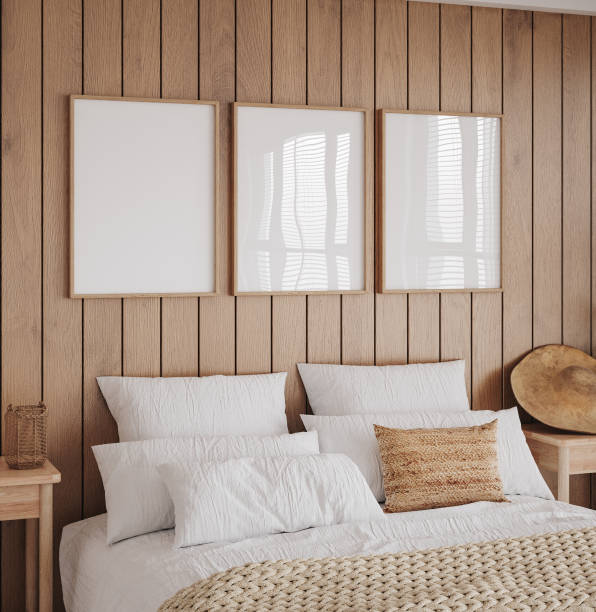 istock Mockup frame in cozy bedroom interior background 1435247690