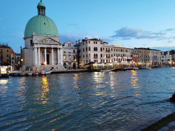 evening at the Canale Grande in Venice in Italy stock photo
