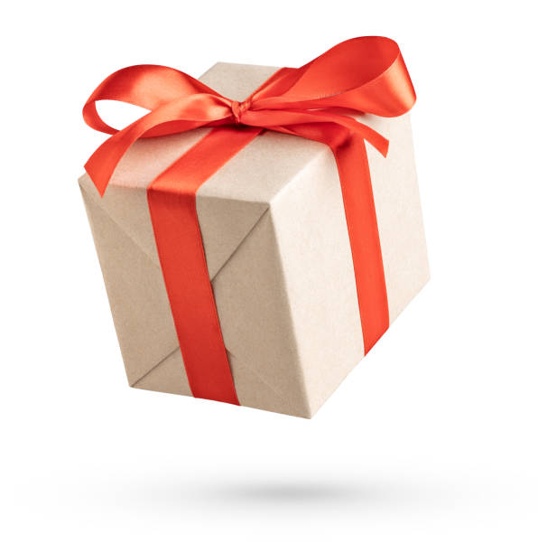 istock Gift box with red ribbon on white 1435249610
