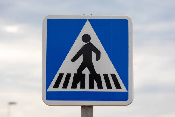 Road Sign: Blue pedestrian crossing sign
