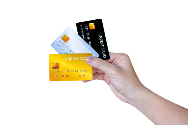 istock Hand showing credit card isolated on white background. 1435252030