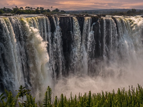 A scenic view of Mosi-Oa-Tunya Falls or Victoria Falls in  Zambia