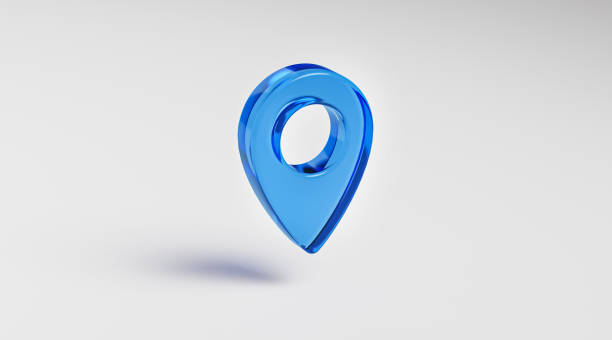 istock Pin Point Blue Glass Location Symbol of Position 3D Render 1435257254