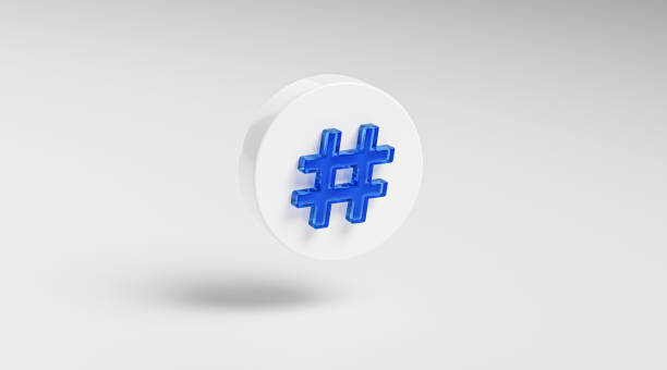 istock Hashtag Blue Glass Icon Button on Circle App Symbol 3D Render 1435257282