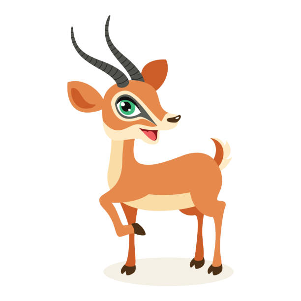 illustrazioni stock, clip art, cartoni animati e icone di tendenza di illustrazione del fumetto di un'antilope - impala
