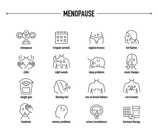 ilustrações, clipart, desenhos animados e ícones de conjunto de ícones vetoriais da menopausa - sexual activity illustrations