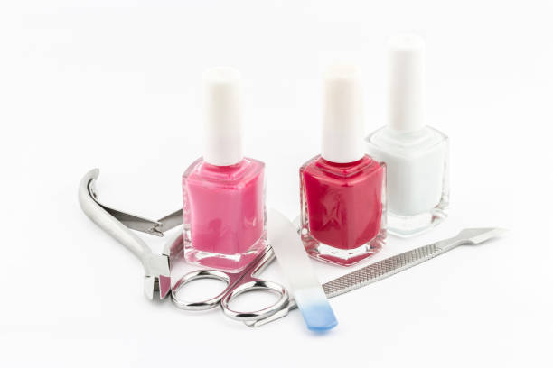 istock Manicure tools with nail polishes 1435259696