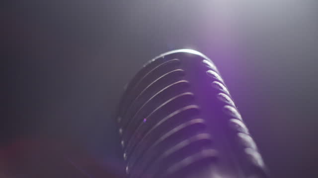 Retro microphone close-up on a stage.