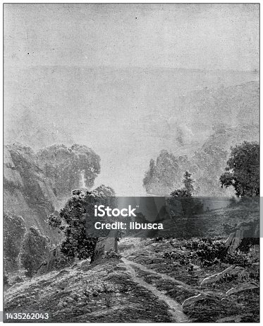 istock Antique image: Painting, "Le matin, vallée de la Creuse", by Didier Pouget 1435262043