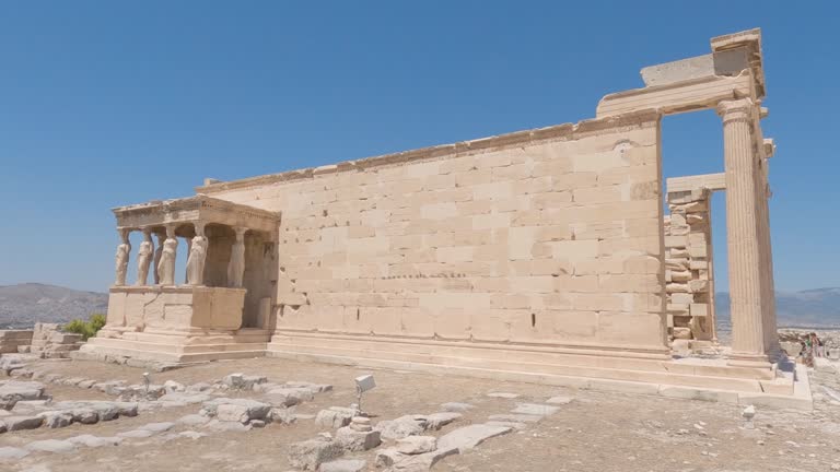 Side view of sanctuary Pandroseion on the Acropolis of Athens, remains of the Greek temple of the gods