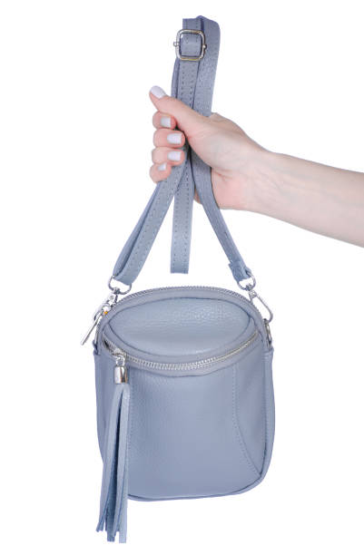 Female gray small bag in hand