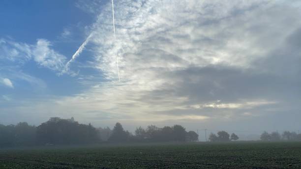 piękny mglisty poranek - suffolk winter england fog zdjęcia i obrazy z banku zdjęć