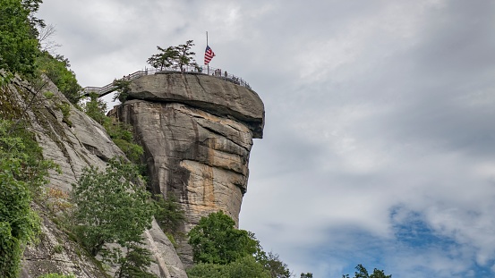 The view of Chimney Rock in Rutherford County. North Carolina, United States.
