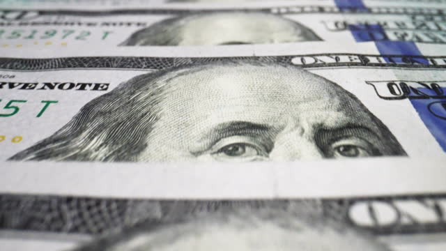 Like Money Printing American Dollar Bills. Cash Money Banknotes. Franklin's Face Texture.