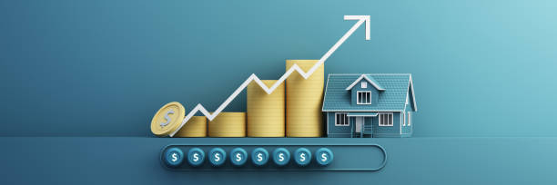 Saving money for a home. The concept is the accumulation of money for housing, mortgages, affordable housing, the dream of owning a home, loan installments. cartoon style. 3d rendering illustration ahorrar dinero para una casa. el concepto es la acumulación de dinero para vivienda, hipotecas, viviendas asequibles, el sueño de ser propietario de una casa, cuotas de préstamos. estilo de dibujos animados. ilustración de renderizado 3d
