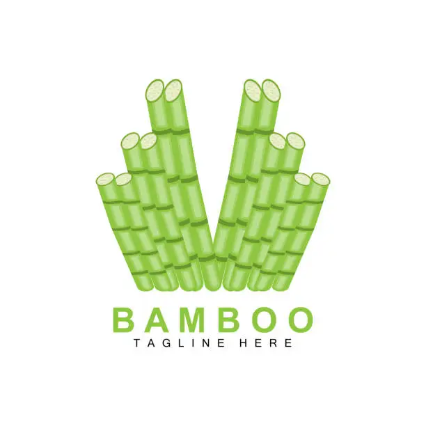Vector illustration of Bamboo Logo Design, Green Tree Vector, Panda Food, Product Brand Template Illustration