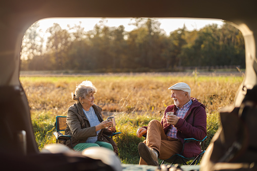 Senior couple on a road trip