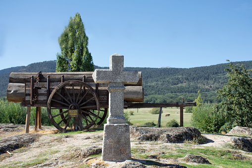 Monument in the town of Valsain in the Sierra de Guadarrama, Segovia