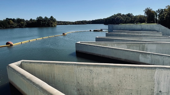 trapezoidal labyrinth weir concrete dam and reservoir