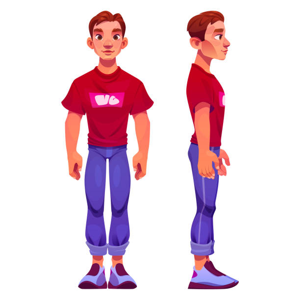 Young Man Cartoon Character Front And Side View Stock Illustration -  Download Image Now - Boys, Cartoon, Facial Expression - iStock