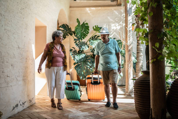 istock Senior couple talking while arriving to lodging 1435291432
