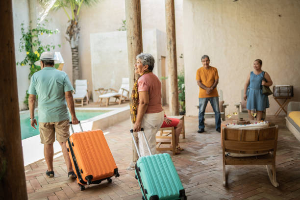 istock Senior couple arriving to lodging 1435291477
